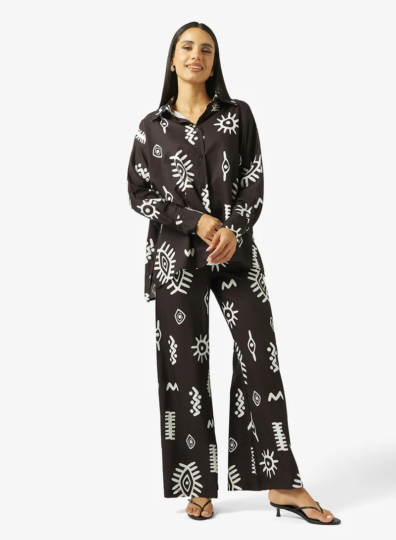 Ginger Oversize Monochrome Shirt & Wide Leg Pant Coord Set